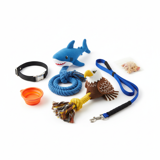 Dog training bundle set with tug rope toys